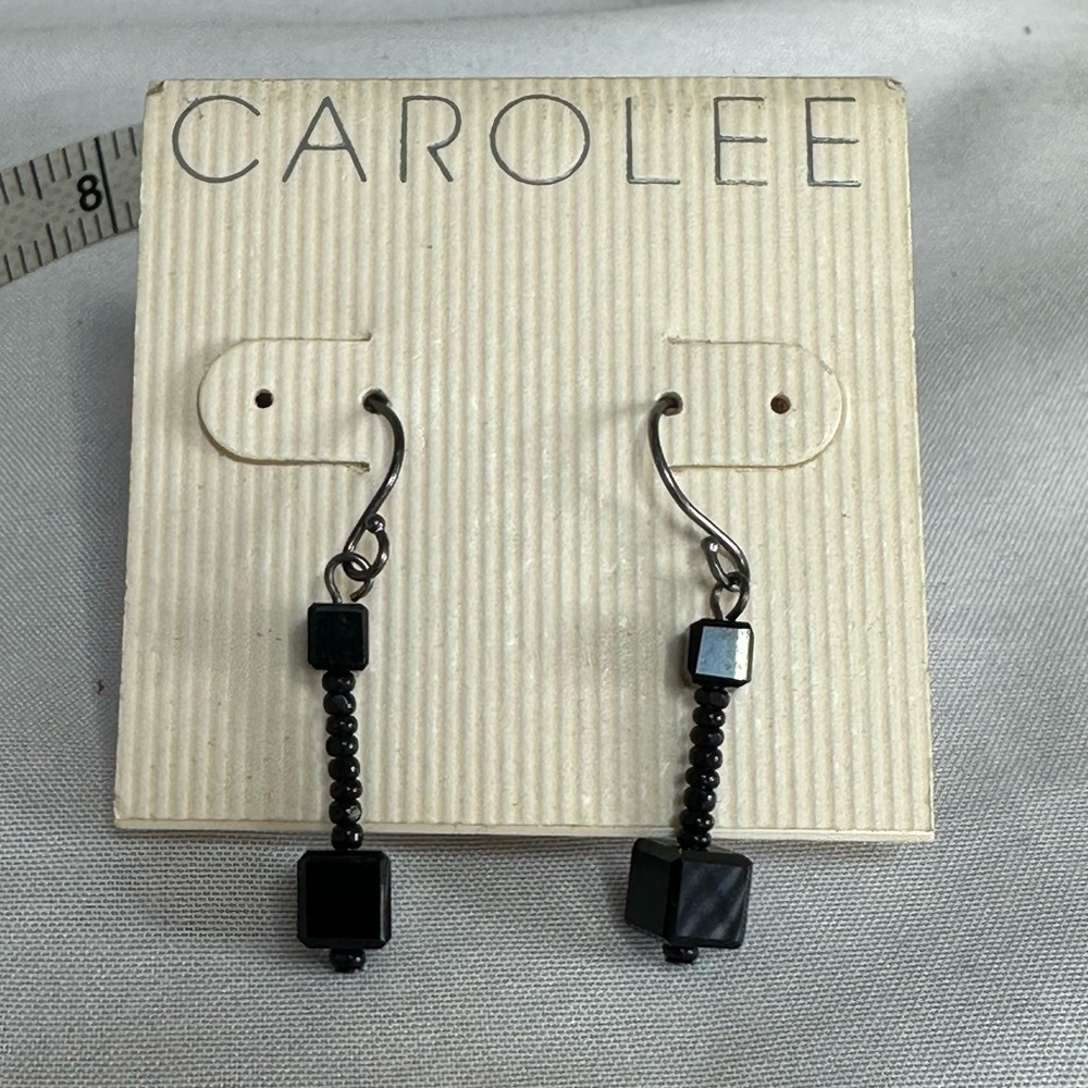 Vintage Carolee black crystal bead earrings